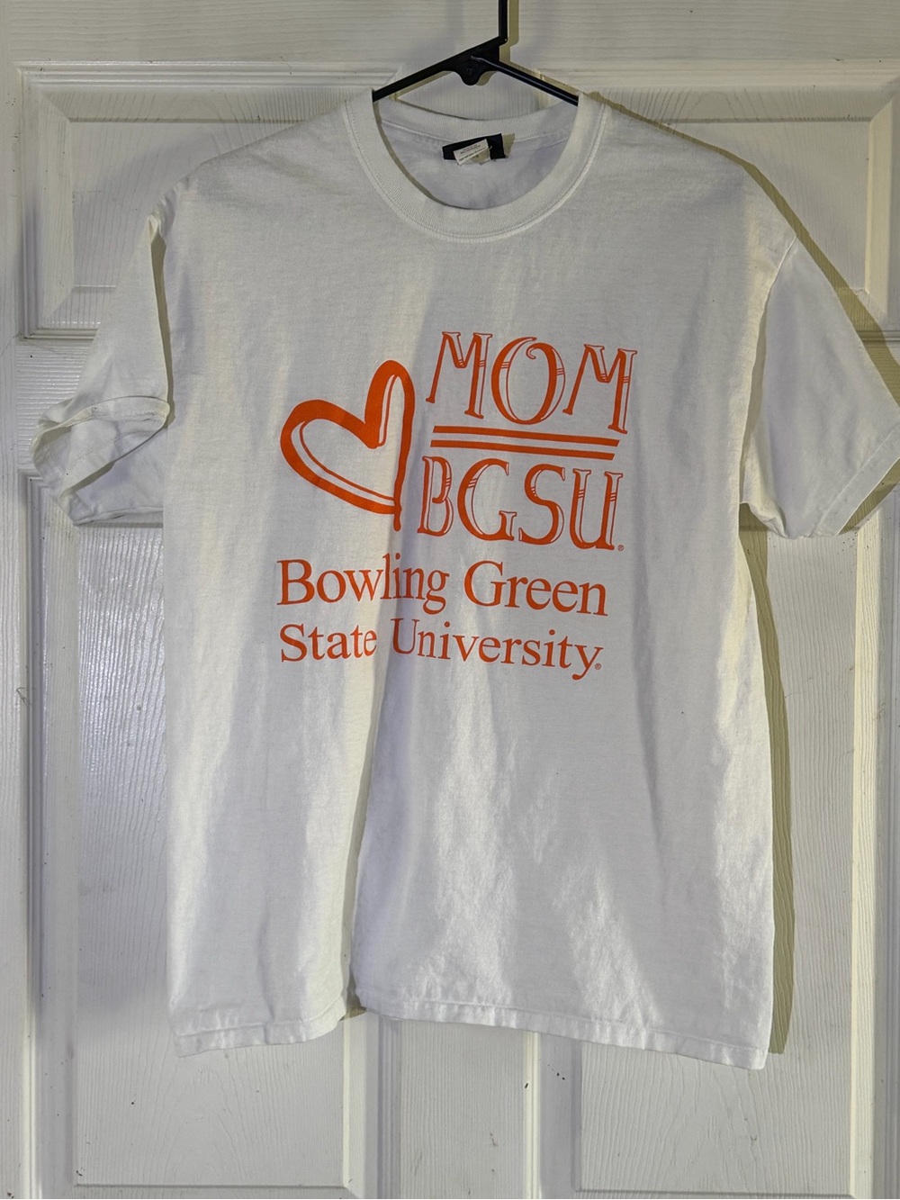MV Sport White Tee with Orange BGSU Mom Graphic